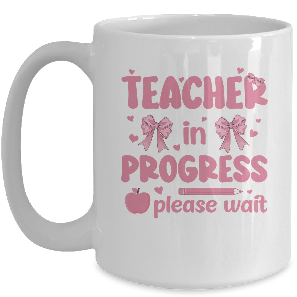 Teacher In Progress Coquette Pink Bow Future Teacher Women Mug | siriusteestore