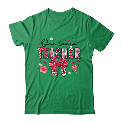 Teacher Valentine's Day One Loved Teacher Coquette Bow Retro Shirt & Sweatshirt | siriusteestore