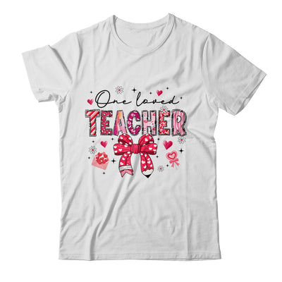 Teacher Valentine's Day One Loved Teacher Coquette Bow Retro Shirt & Sweatshirt | siriusteestore