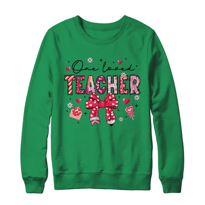 Teacher Valentine's Day One Loved Teacher Coquette Bow Retro Shirt & Sweatshirt | siriusteestore