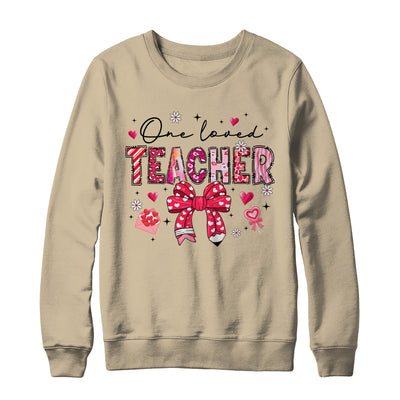 Teacher Valentine's Day One Loved Teacher Coquette Bow Retro Shirt & Sweatshirt | siriusteestore