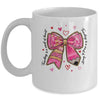 Teaching Is A Work Of Heart Pencil Bow Teacher Valentine Mug | siriusteestore
