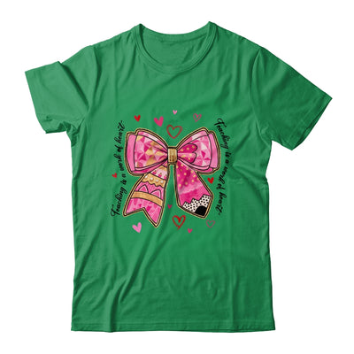 Teaching Is A Work Of Heart Pencil Bow Teacher Valentine Shirt & Sweatshirt | siriusteestore