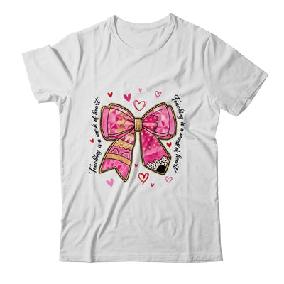 Teaching Is A Work Of Heart Pencil Bow Teacher Valentine Shirt & Sweatshirt | siriusteestore