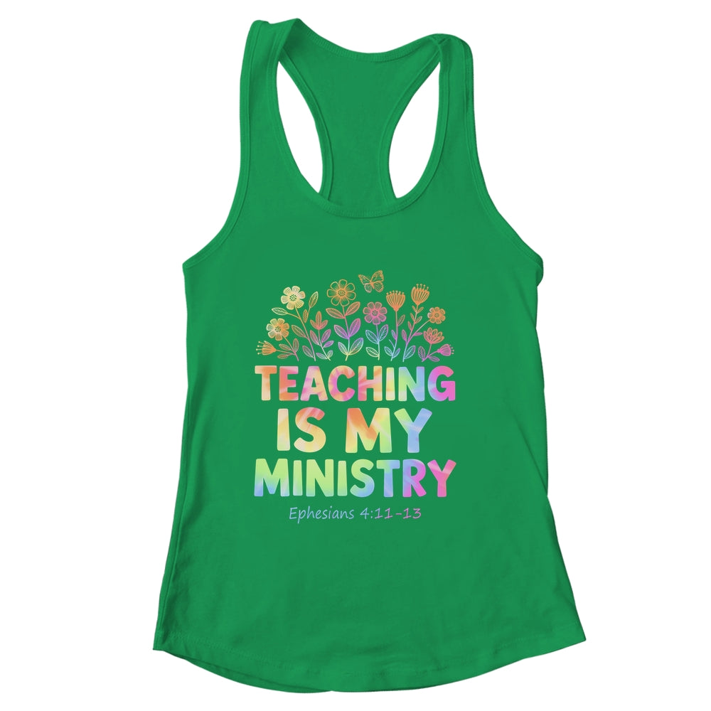 Teaching Is My Ministry Flower Jesus Christian Teacher Shirt & Tank Top | siriusteestore