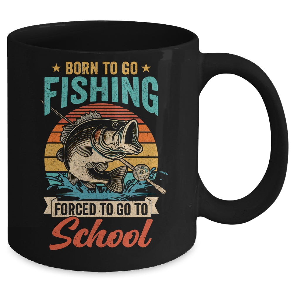 Teen Boys Fishing Funny Forced To Go To School Bass Fish Mug | siriusteestore