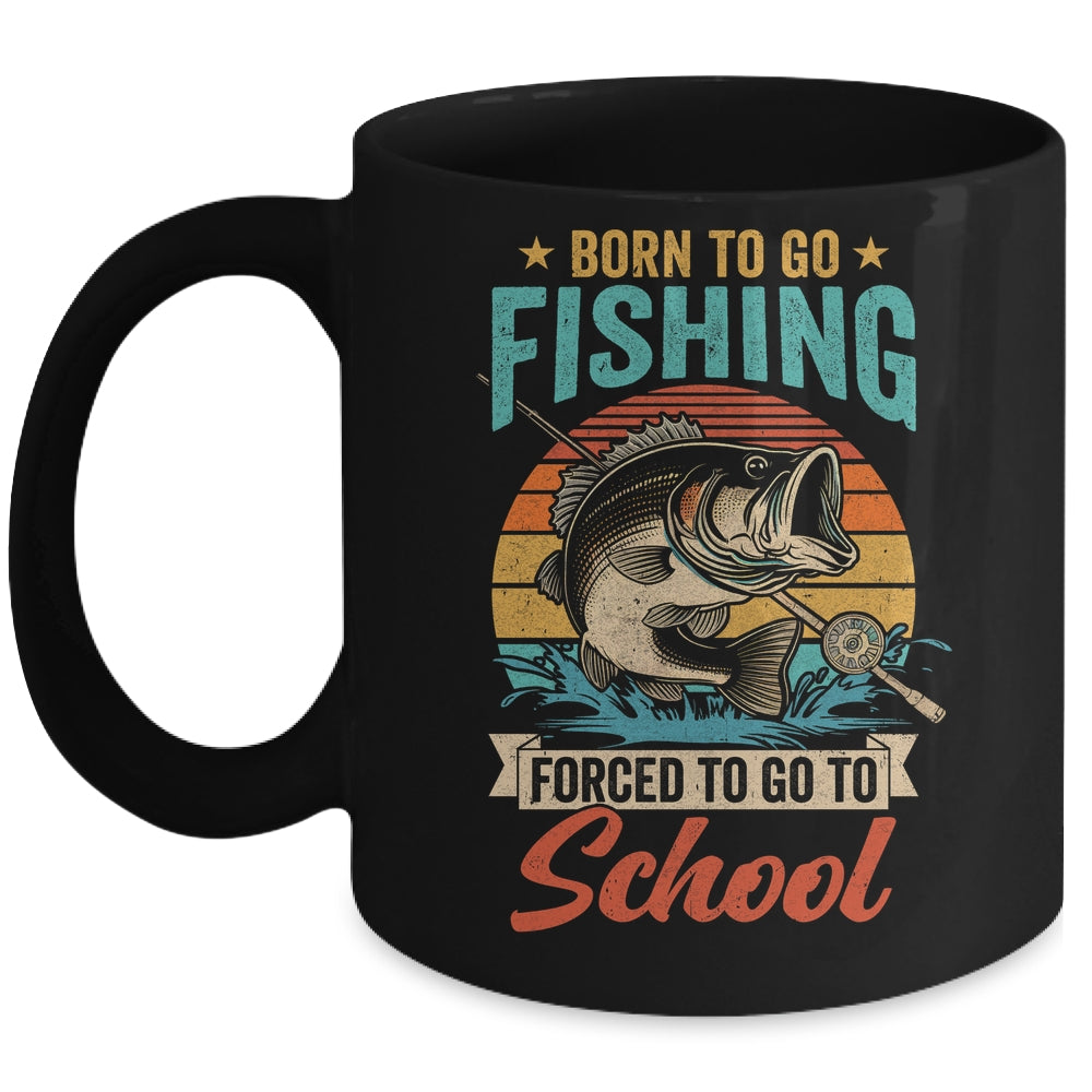 Teen Boys Fishing Funny Forced To Go To School Bass Fish Mug | siriusteestore