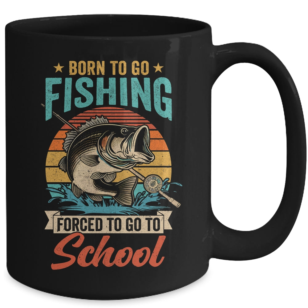 Teen Boys Fishing Funny Forced To Go To School Bass Fish Mug | siriusteestore
