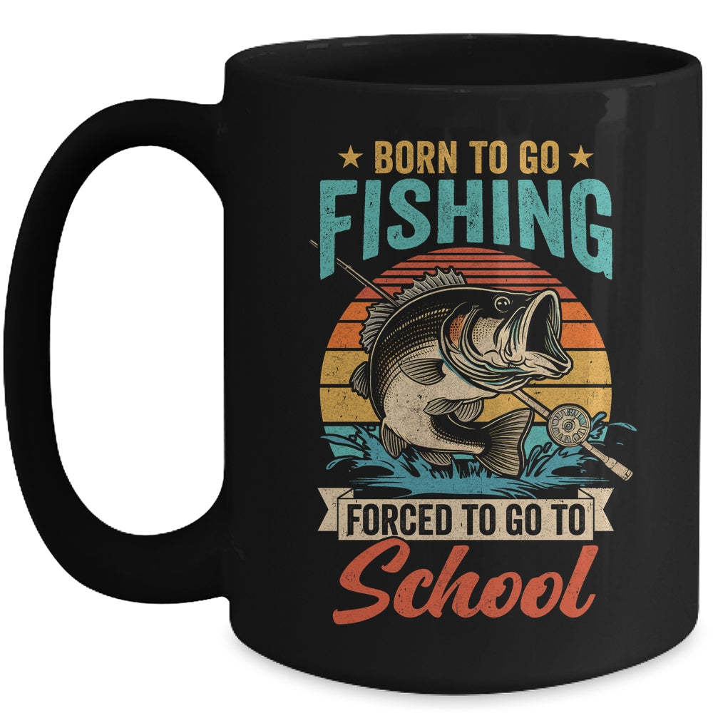 Teen Boys Fishing Funny Forced To Go To School Bass Fish Mug | siriusteestore