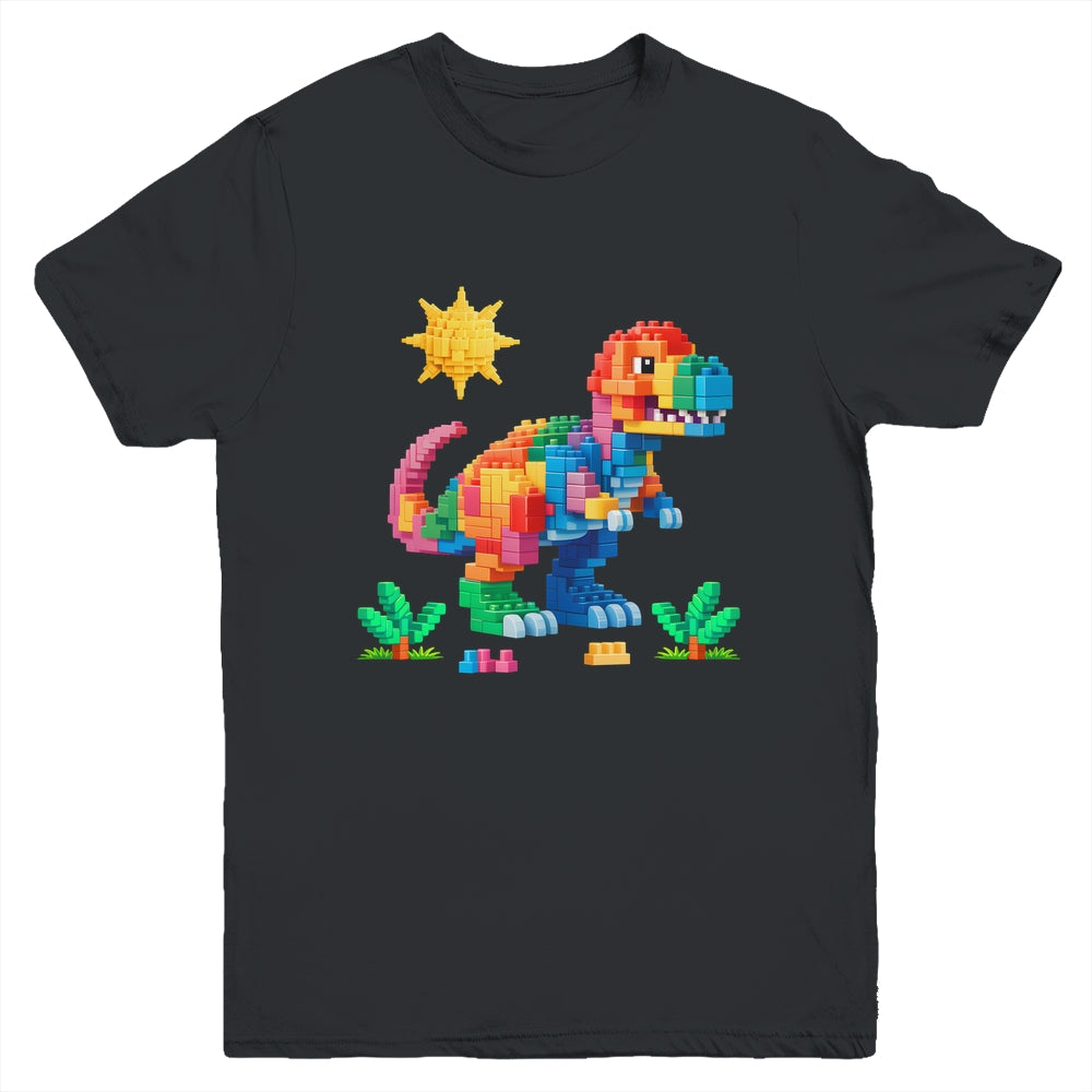 Building Bricks Builder Block Dinosaur T-Rex Boys Kids Men Youth Shirt | siriusteestore