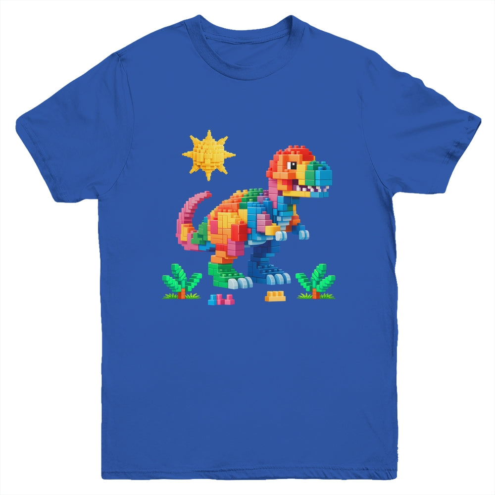 Building Bricks Builder Block Dinosaur T-Rex Boys Kids Men Youth Shirt | siriusteestore