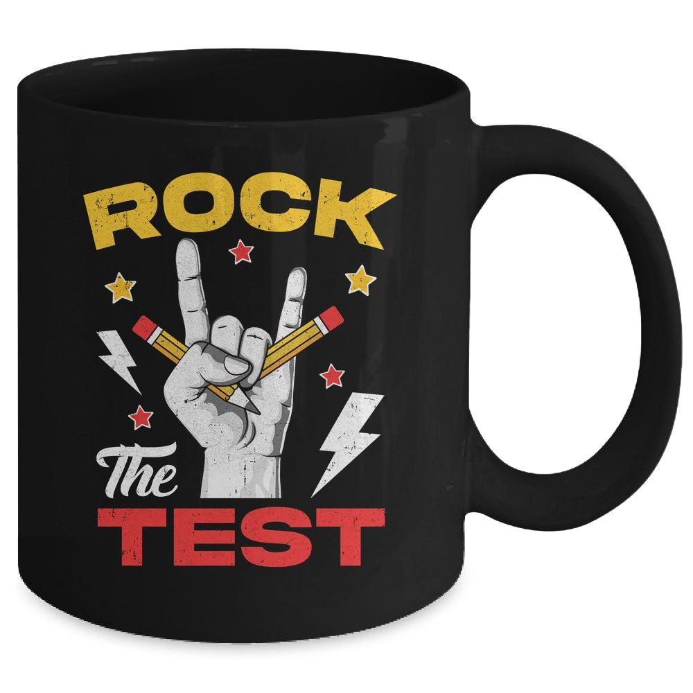 Testing Day Rock The Test Rock Music Teacher Motivational Mug | siriusteestore