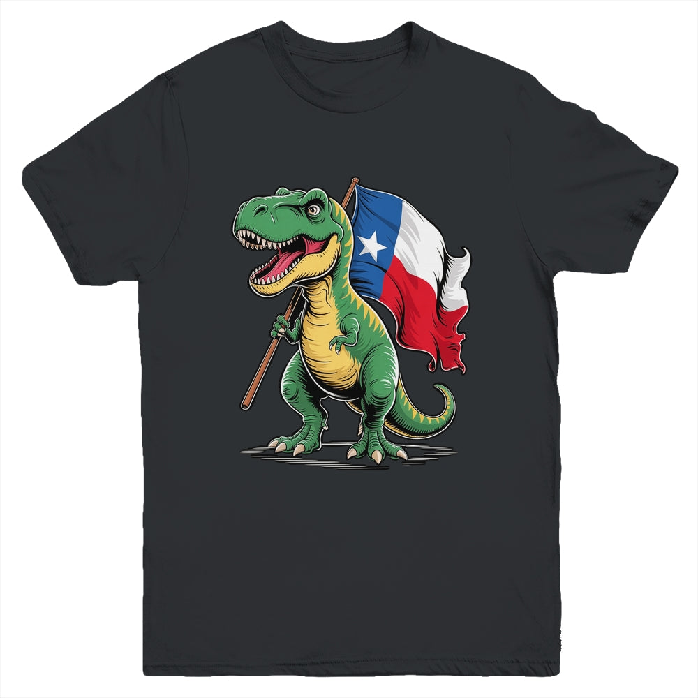 Texas Lover Kids Boys Dinosaur Lover USA Texas Flag Youth Shirt | siriusteestore