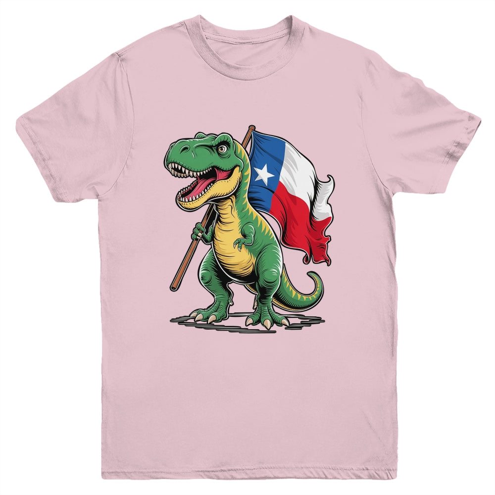 Texas Lover Kids Boys Dinosaur Lover USA Texas Flag Youth Shirt | siriusteestore