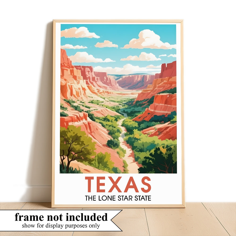 Texas Travel Print Poster Lone Star State Scenic Vista Souvenir Wall Art Landscape Picture Suitable For Home Room Living Room Office Bedroom Decor Unframed | siriusteestore