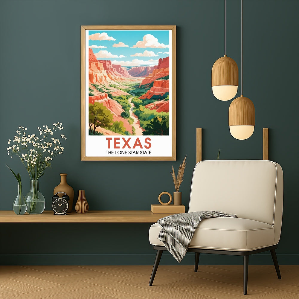Texas Travel Print Poster Lone Star State Scenic Vista Souvenir Wall Art Landscape Picture Suitable For Home Room Living Room Office Bedroom Decor Unframed | siriusteestore