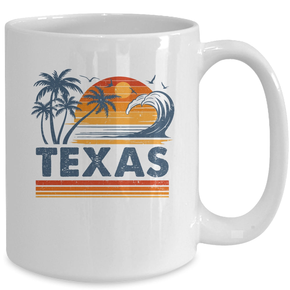 Texas Vacation Sunset Cute 70s Vintage Retro Beach Mug | siriusteestore