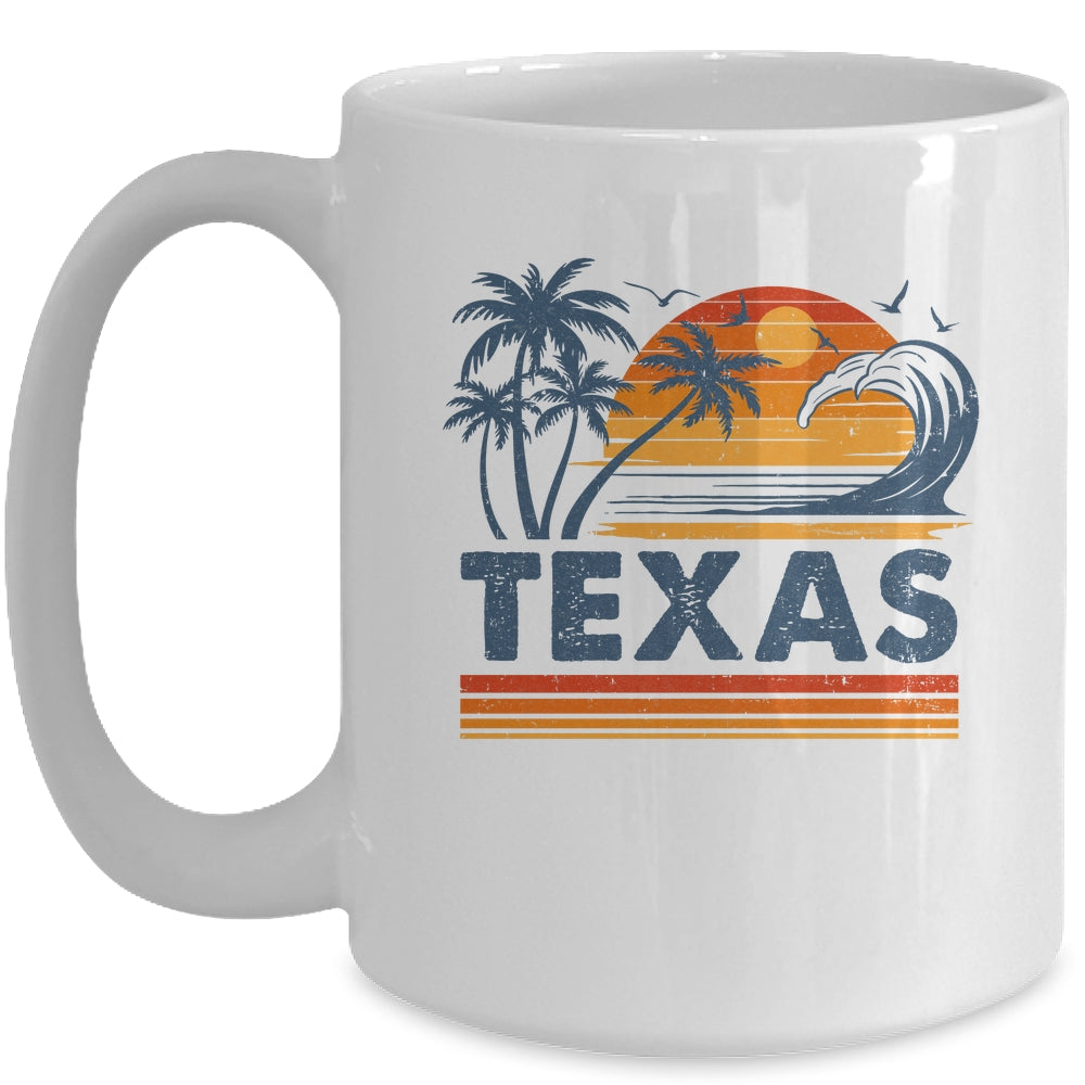 Texas Vacation Sunset Cute 70s Vintage Retro Beach Mug | siriusteestore
