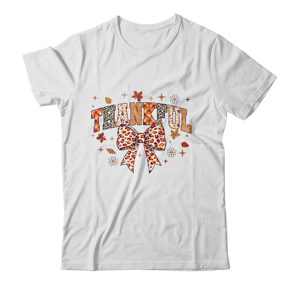 Thankful Coquette Bow Fall Autumn Season Thanksgiving Season Shirt & Sweatshirt | siriusteestore