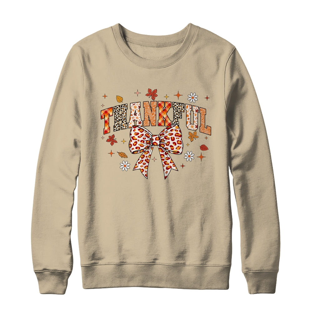 Thankful Coquette Bow Fall Autumn Season Thanksgiving Season Shirt & Sweatshirt | siriusteestore