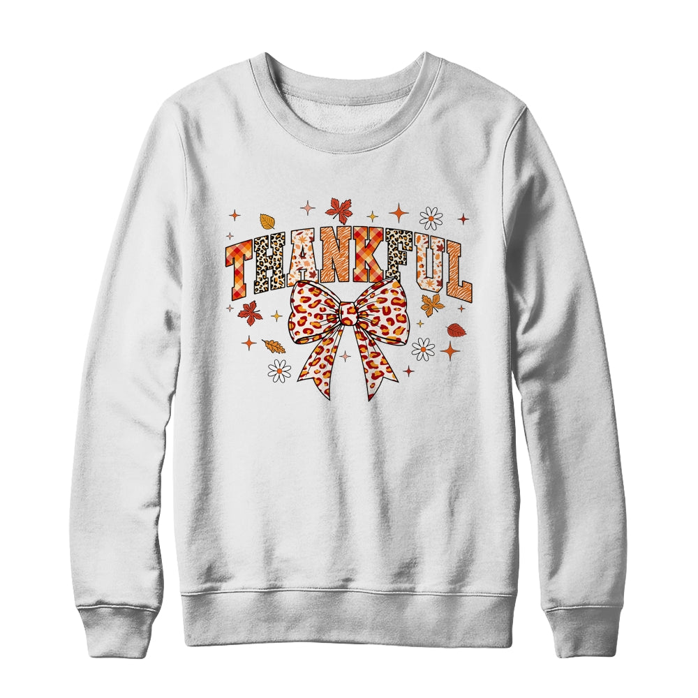 Thankful Coquette Bow Fall Autumn Season Thanksgiving Season Shirt & Sweatshirt | siriusteestore