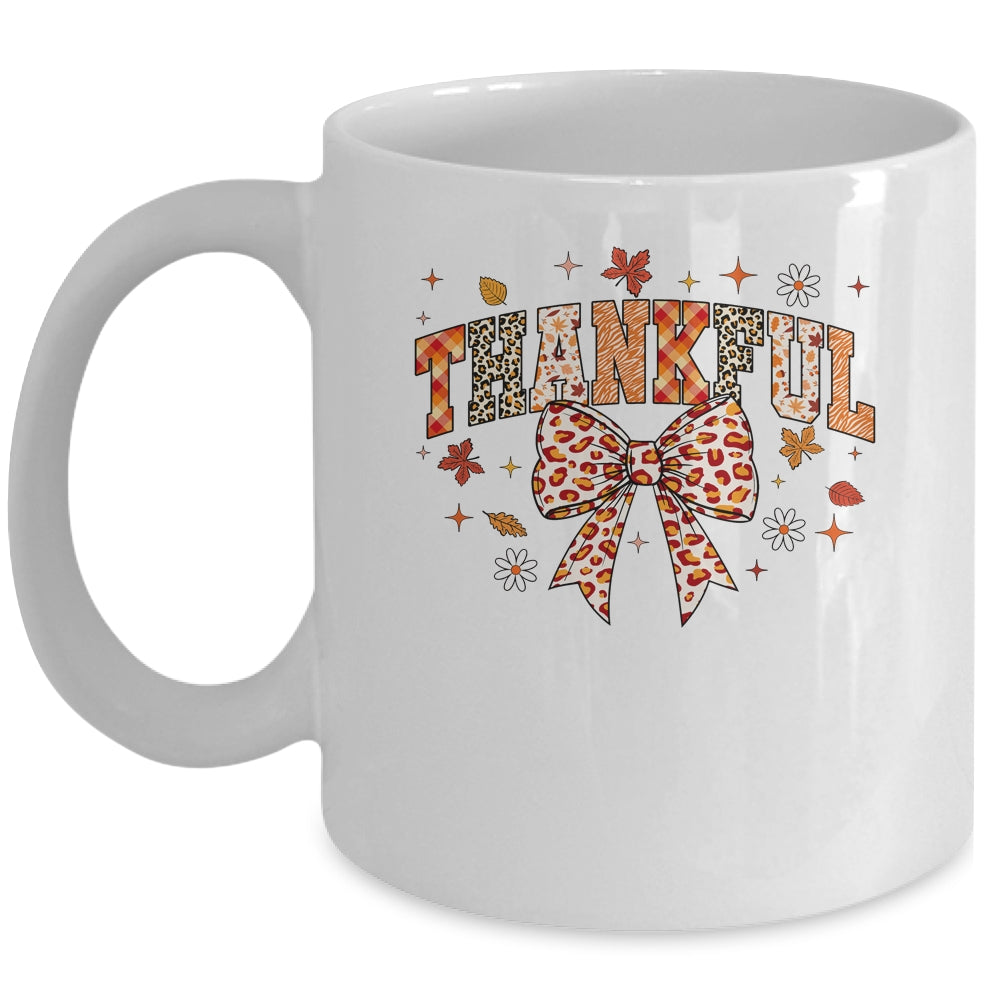Thankful Coquette Bow Fall Autumn Season Thanksgiving Season Mug | siriusteestore