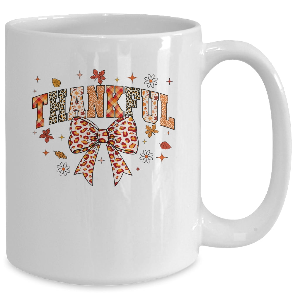 Thankful Coquette Bow Fall Autumn Season Thanksgiving Season Mug | siriusteestore