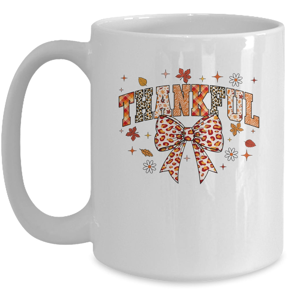 Thankful Coquette Bow Fall Autumn Season Thanksgiving Season Mug | siriusteestore