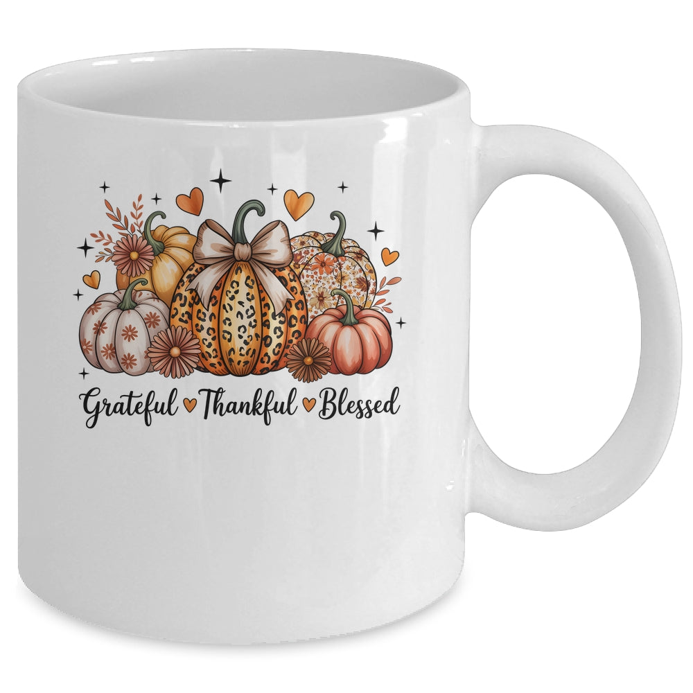 Thankful Grateful Blessed Pumpkin Christian Thanksgiving Fall Mug | siriusteestore
