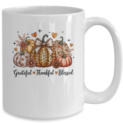 Thankful Grateful Blessed Pumpkin Christian Thanksgiving Fall Mug | siriusteestore