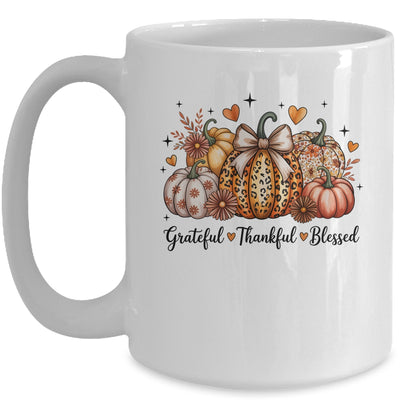 Thankful Grateful Blessed Pumpkin Christian Thanksgiving Fall Mug | siriusteestore