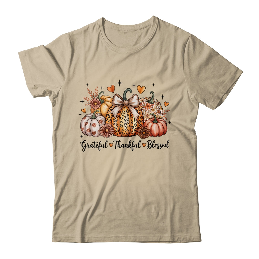 Thankful Grateful Blessed Pumpkin Christian Thanksgiving Fall Shirt & Sweatshirt | siriusteestore