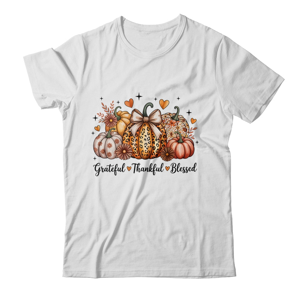 Thankful Grateful Blessed Pumpkin Christian Thanksgiving Fall Shirt & Sweatshirt | siriusteestore
