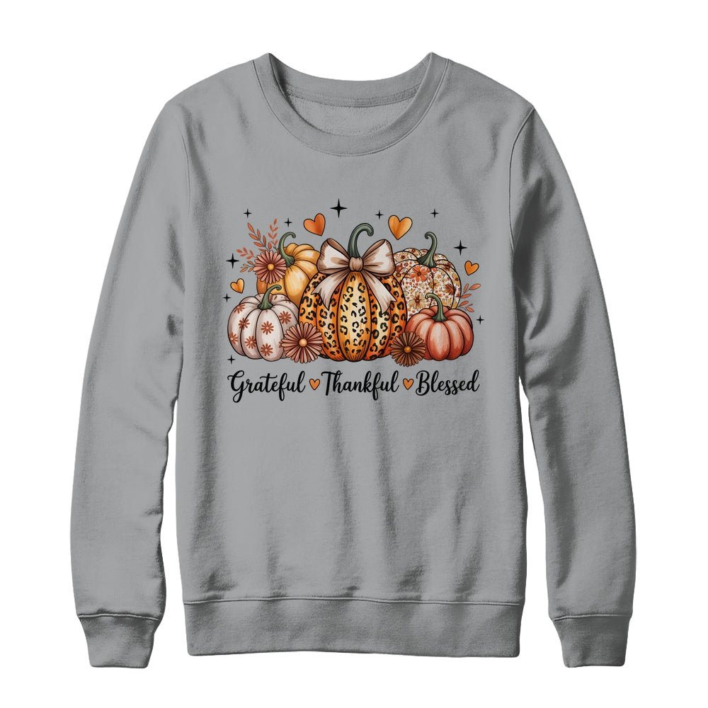 Thankful Grateful Blessed Pumpkin Christian Thanksgiving Fall Shirt & Sweatshirt | siriusteestore