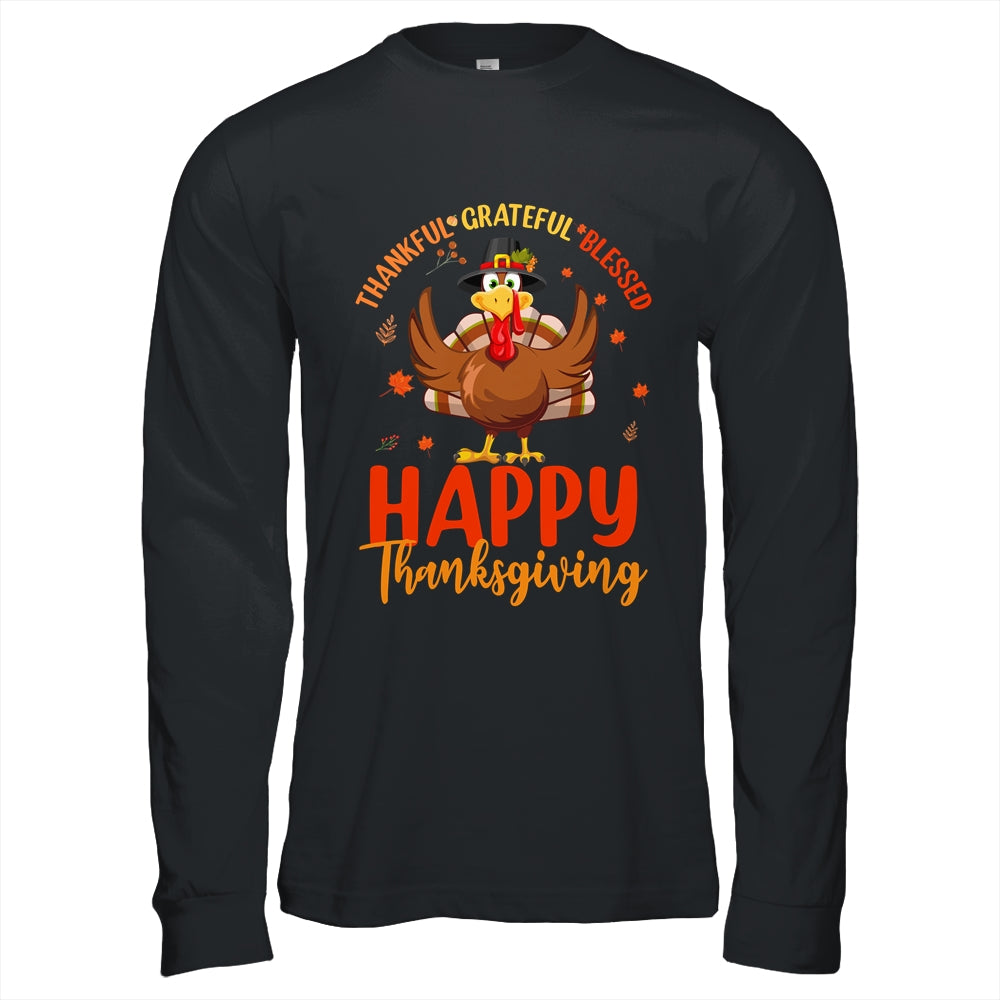 Thankful Grateful Blessed Thanksgiving Turkey Women Girls Shirt & Hoodie | siriusteestore