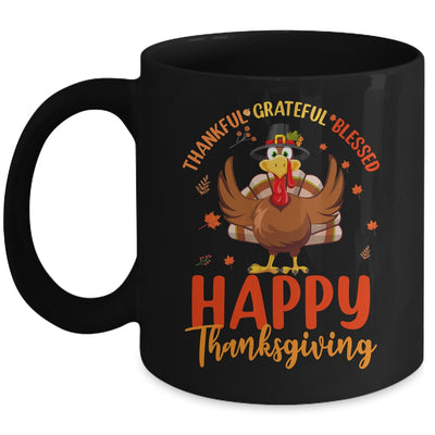 Thankful Grateful Blessed Thanksgiving Turkey Women Girls Mug | siriusteestore