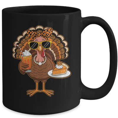 Thanksgiving For Women Turkey Drinking Coffee Leopard Mug | siriusteestore