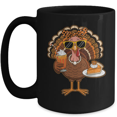 Thanksgiving For Women Turkey Drinking Coffee Leopard Mug | siriusteestore