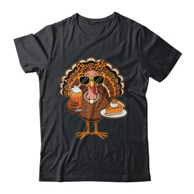 Thanksgiving For Women Turkey Drinking Coffee Leopard Shirt & Hoodie | siriusteestore