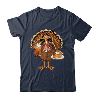 Thanksgiving For Women Turkey Drinking Coffee Leopard Shirt & Hoodie | siriusteestore