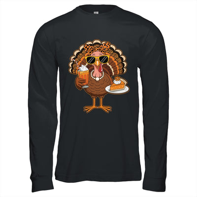 Thanksgiving For Women Turkey Drinking Coffee Leopard Shirt & Hoodie | siriusteestore