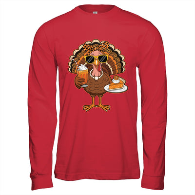 Thanksgiving For Women Turkey Drinking Coffee Leopard Shirt & Hoodie | siriusteestore