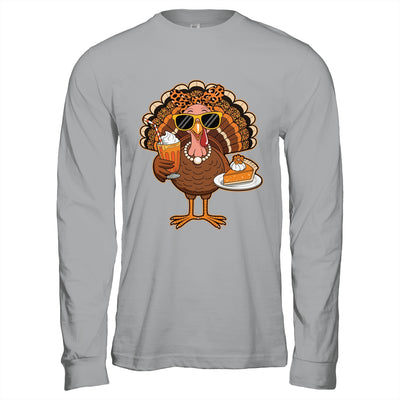 Thanksgiving For Women Turkey Drinking Coffee Leopard Shirt & Hoodie | siriusteestore