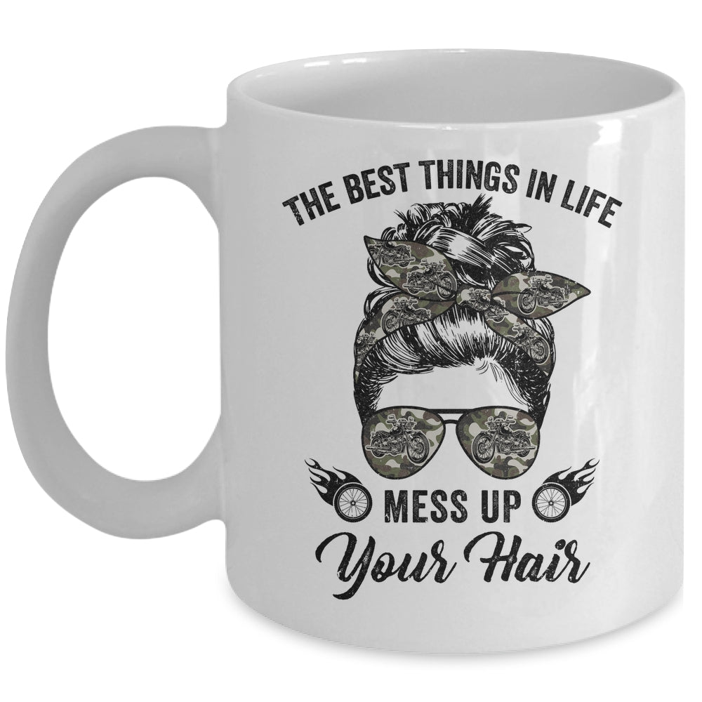 The Best Things In Life Mess Up Your Hair Motorcycle Mug | siriusteestore