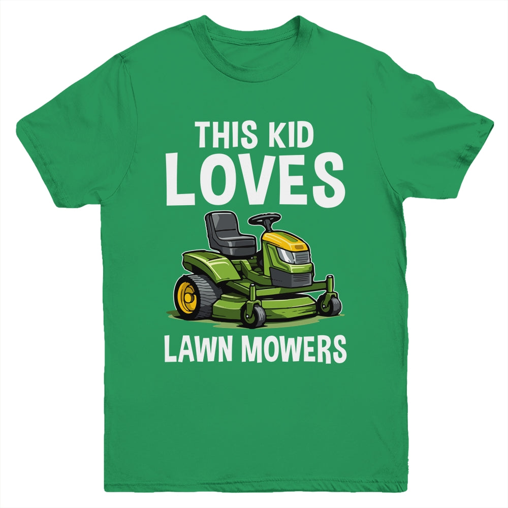 The Kid Loves Lawn Mowers Proud Gardener Mowing Boy Youth Shirt | siriusteestore