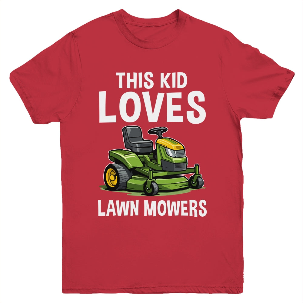 The Kid Loves Lawn Mowers Proud Gardener Mowing Boy Youth Shirt | siriusteestore