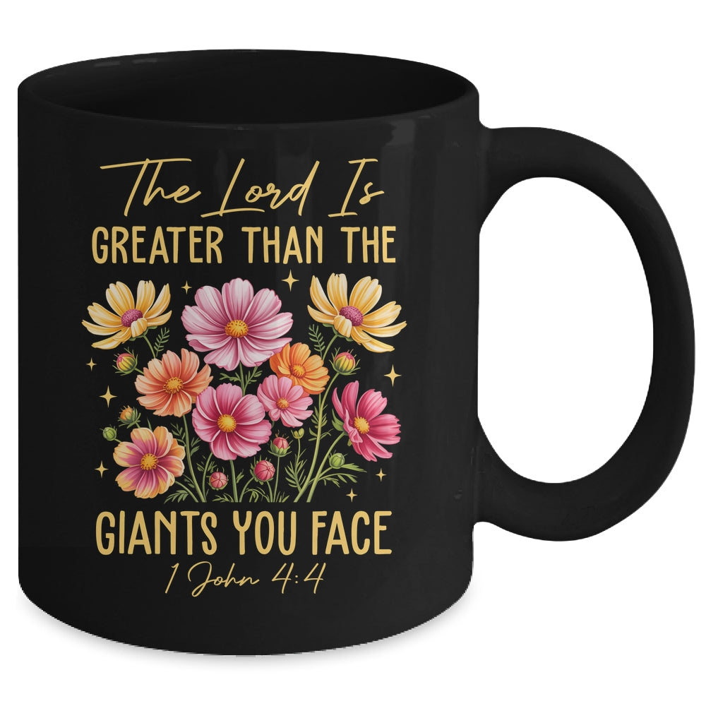 The Lord Is Greater Floral Christian Faith Bible Verse Women Mug | siriusteestore
