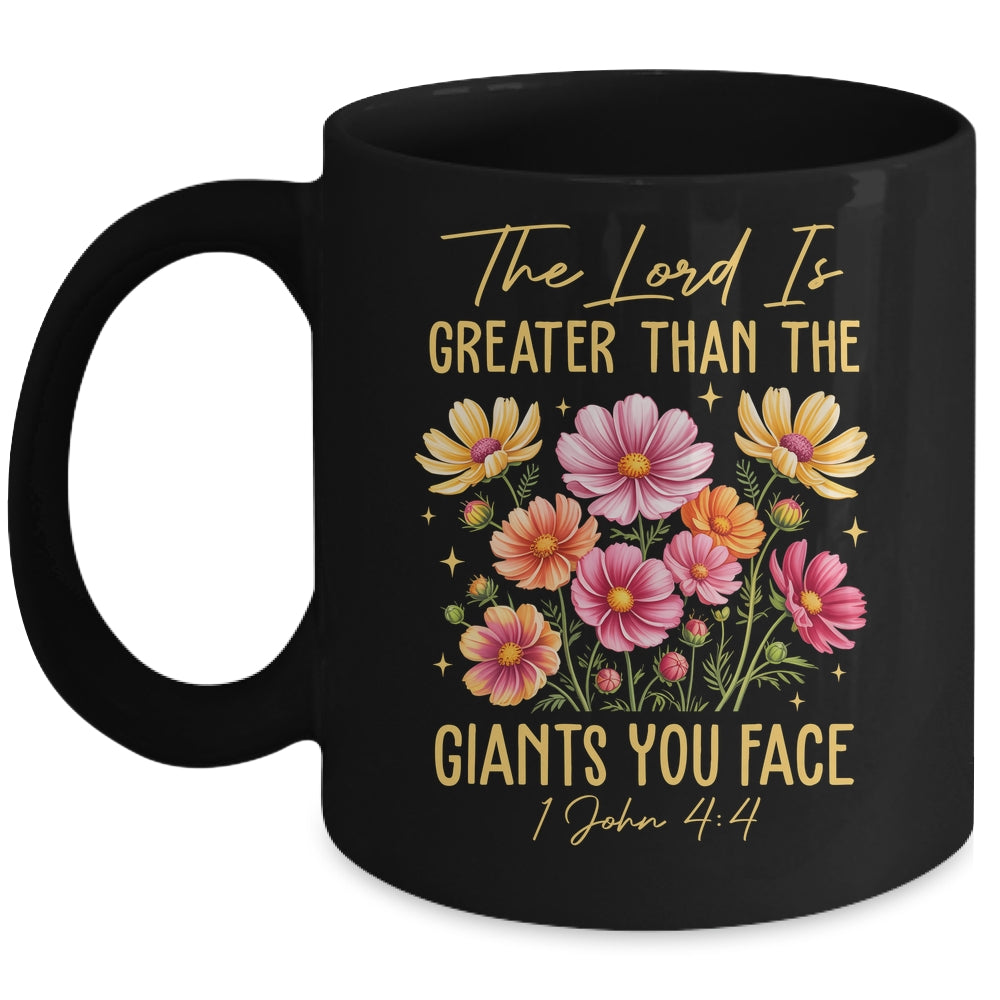 The Lord Is Greater Floral Christian Faith Bible Verse Women Mug | siriusteestore