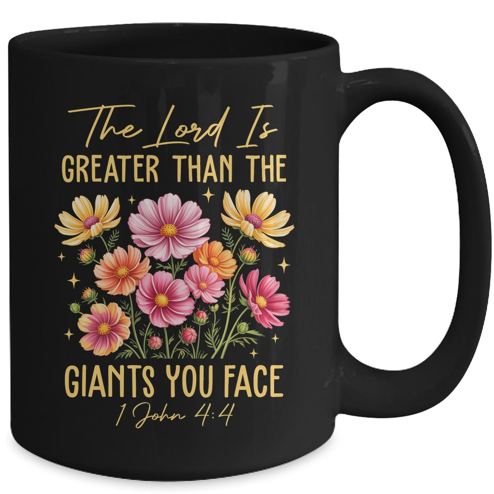 The Lord Is Greater Floral Christian Faith Bible Verse Women Mug | siriusteestore
