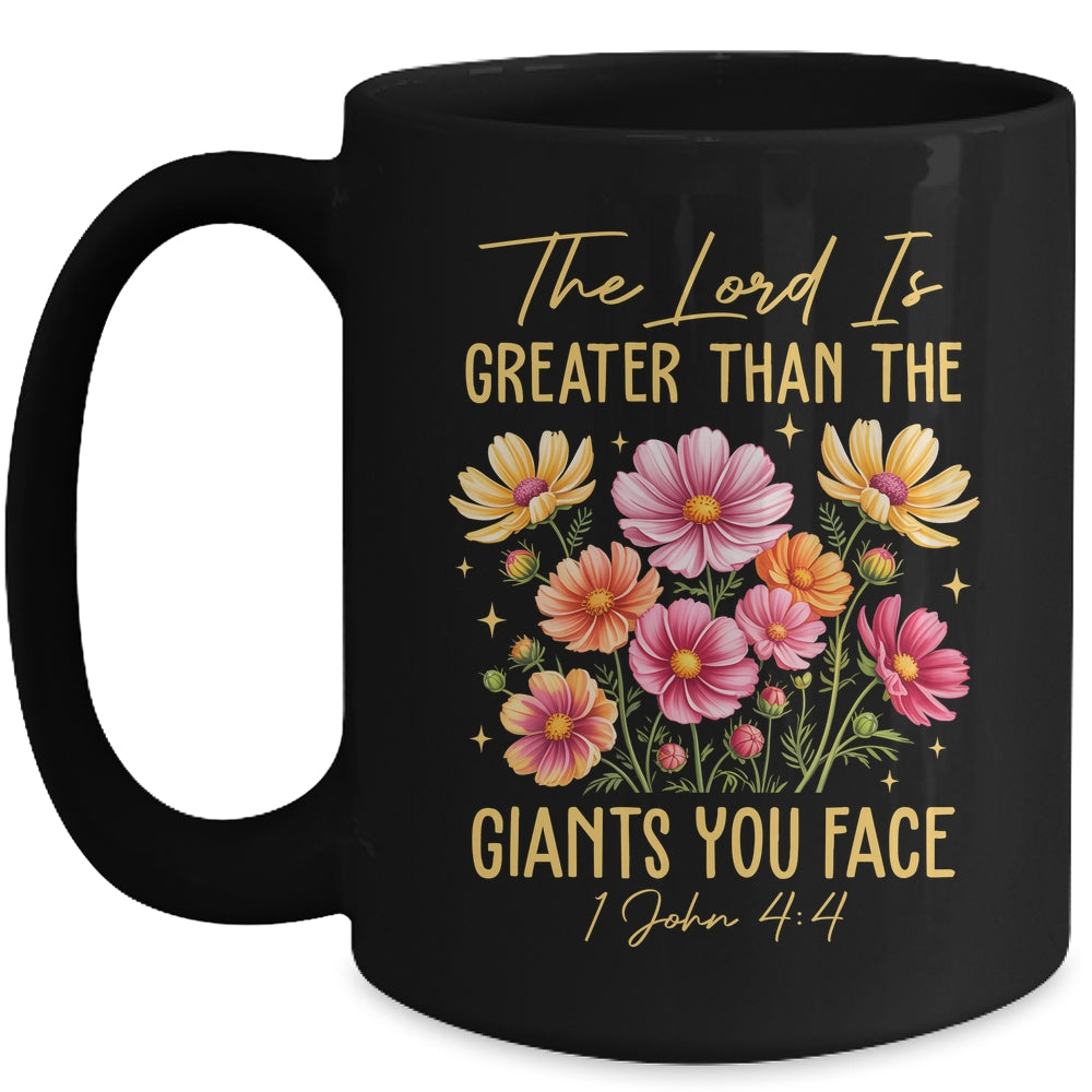 The Lord Is Greater Floral Christian Faith Bible Verse Women Mug | siriusteestore